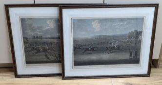 J. Edy after F.N. Sartorious. pair of coloured aquatints, ‘’Ascot’’ and ‘’Epsom’’ 1792, 39 x 54cm