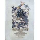An illuminated parchment armorial, The Bearings of Clement Victor Merriman, 1935, signed by Sir