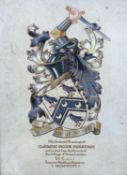 An illuminated parchment armorial, The Bearings of Clement Victor Merriman, 1935, signed by Sir