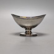A George III silver sugar bowl, (ex basket), maker's mark double stamped, London, 1790, length 13.