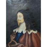 English School, oil on canvas, Portrait of Charles I, 60 x 45cm
