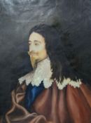 English School, oil on canvas, Portrait of Charles I, 60 x 45cm