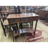 A Regency mahogany two tier side table, width 74cm, depth 36cm, height 77cm