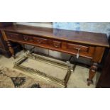 A reproduction Victorian style hardwood five drawer low dresser, length 190cm, depth 47cm, height