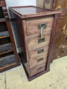 A Victorian style mahogany and pine five drawer filing chest with locking bar, width 43cm, depth