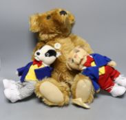 Steiff Classic 1903 bear with Steiff Limited Edition 'Algy' Pug from Rupert Series with Steiff