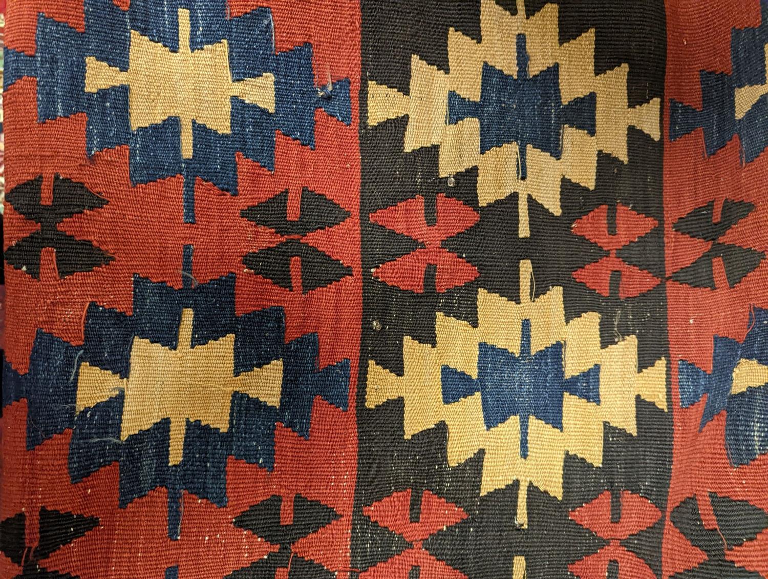 Two Kilim polychrome flatweave rugs, larger 200 x 130cm - Image 2 of 4