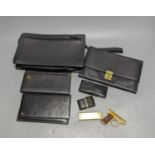 Dunhill and other wallets, novelty pistol lighter, etc.