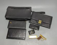 Dunhill and other wallets, novelty pistol lighter, etc.