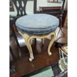 A 1930's painted circular cabriole leg dressing stool, diameter 44cm, height 48cm