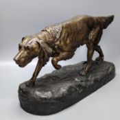 After C. Masso, a patinated spelter figure of a hound 57cm