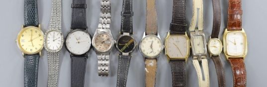 A Dunhill Swiss quartz wrist watch and nine other assorted lady's and gentleman's modern wrist