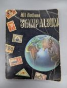 An All Nations stamp album and contents