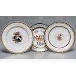 A Samson armorial plate, 24cm., and two other armorial plates