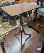 A Regency mahogany metamorphic tripod wine table / fire screen, width 45cm, depth 33cm, lowest