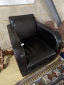 An Art Deco style black leather club chair, width 73cm, depth 80cm, height 78cm