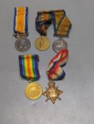 Five WWI medals to Pte. E. Harvey, SOM.L.I, 21622,