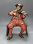 A pair of late 19th/early 20th century Austrian cold painted terracotta figures of musicians in 17th