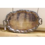 A large plated tray, 83 cms wide including handles.