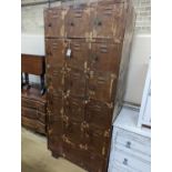 An industrial style metal locker unit. W-91cm, D-49cm, H-198cm.