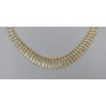 A modern Italian 9kt choker fringe necklace, 34cm,15.9 grams.