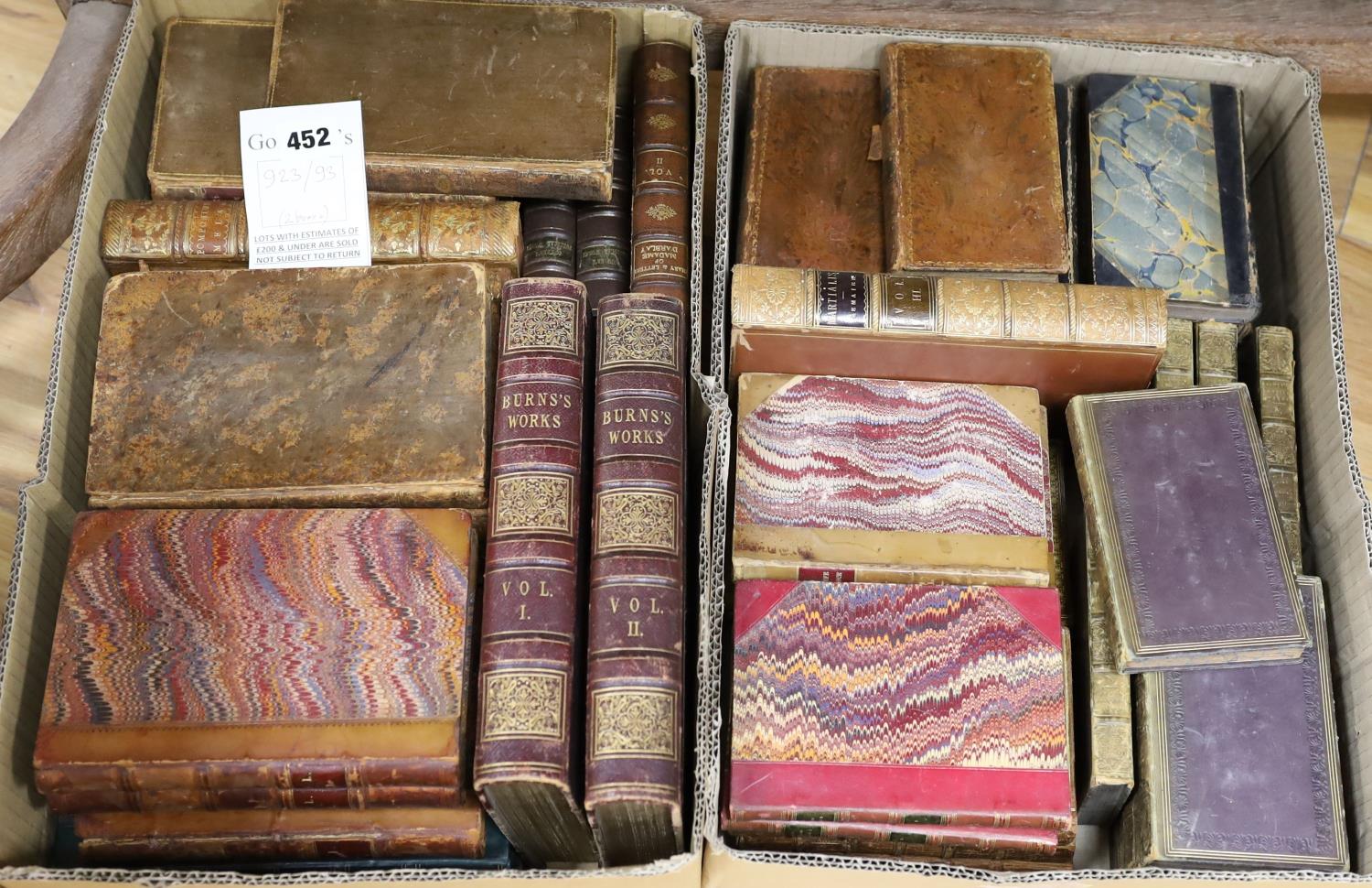 ° ° Old leather - Literary Interest, various bindings, 18th/19th century (59 vols) (in 2 boxes).