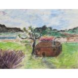 Attributed to Paul Maze, mixed media, House in a landscape, bears signature, 31 x 34cm