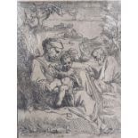 Eustache Le Sueur (1617-1655), etching, Holy Family, 12 x 9cm