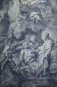 19th century English School, pencil on paper, 'The Death of Joseph', 65 x 41cm