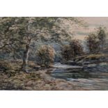 John Hamilton Glass (1890-1925), watercolour, River landscape, signed, 34 x 49cm