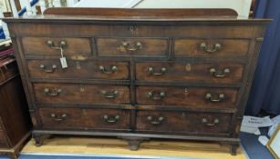 A George III mahogany mule chest, width 175cm, depth 55cm, height 114cm