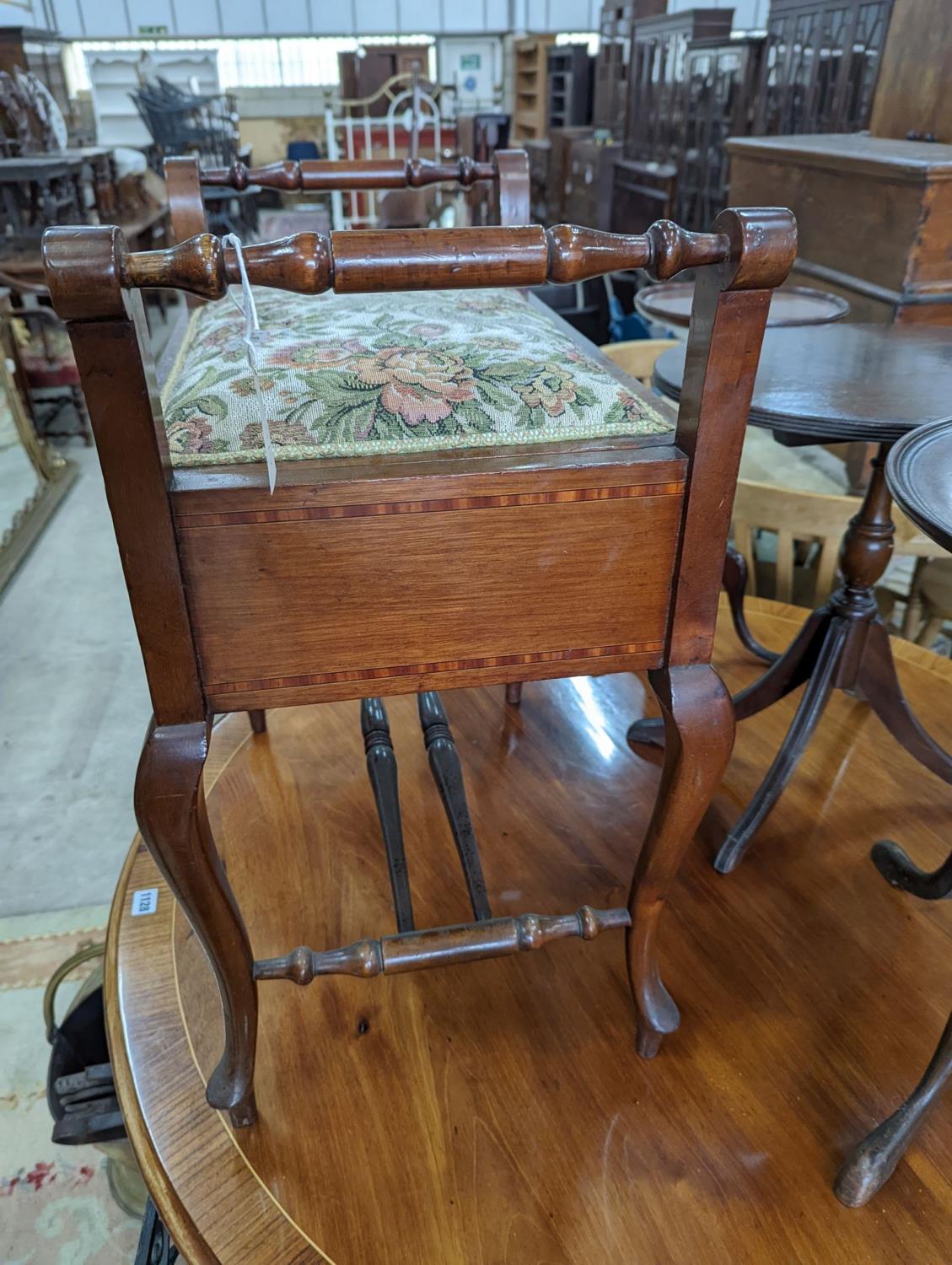 An Edwardian inlaid mahogany piano stool - Image 2 of 2