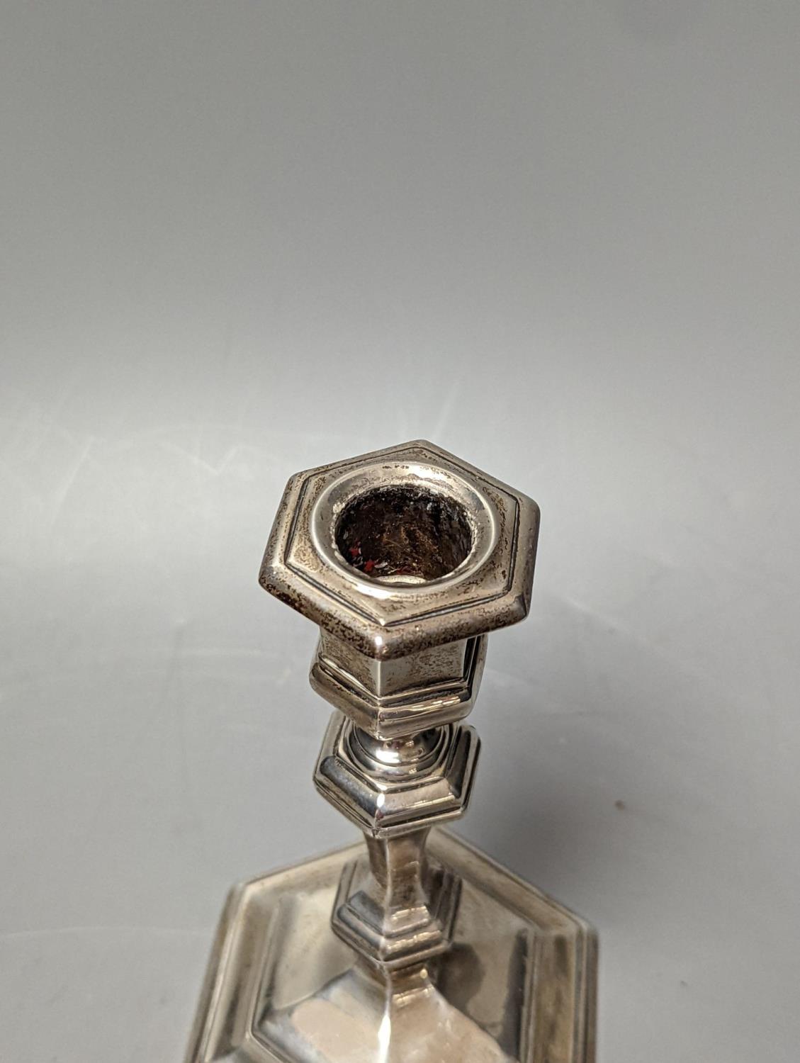 A late Victorian silver hexagonal candlestick, Thomas Bradbury & Sons, London, 1897, 17.3cm, - Image 2 of 2