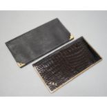 An Alfred Dunhill gold plate mounted leather wallet, 18.9cm, and one other 9ct gold mounted