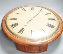 A large Victorian oak-cased dial clock,56 cms diameter.