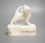 A rare Montblanc advertising display pottery "cat" pen stand, mid-20th century, 14cm