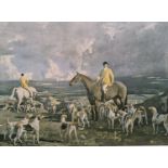 After Alfred J. Munnings, colour print, 'The Kilkenny hounds', signed in pencil, 46 x 65cm