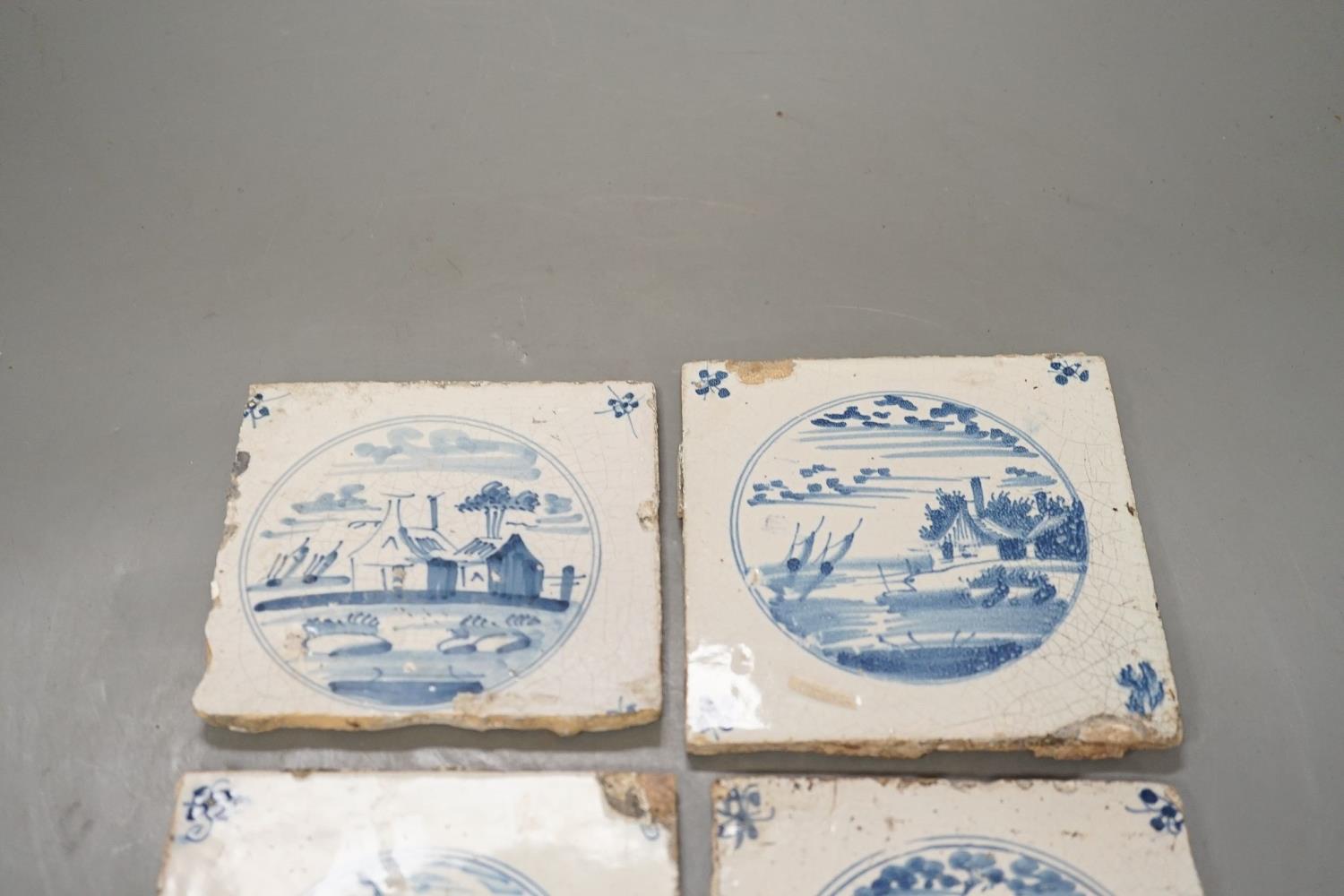 Eight various 18th and 19th century Delft tiles, 13cm - Image 2 of 2