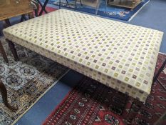 A Victorian and later large rectangular upholstered footstool, length 136cm, depth 90cm, height