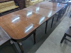 A George IV mahogany D end drop leaf extending dining table, 266cm extended, width 121cm, height