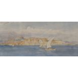 Tristram Ellis (1844-1922), watercolour, View of Constantinople, initialled, 17 x 37cm