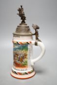 An Imperial German Prussian Reservist commemorative stein, half litre capacity, named to Kulcher, 29