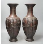 A pair of 19th century Japanese bronze vases, 46cm