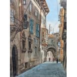 G. Molina, watercolour, Italian street scene, signed, 33 x 25cm