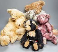 Five Pam Howells bears and one Clement bear