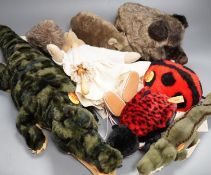 Seven Steiff animals including two 'Gaty', all post-war, and a 'Nora' bear Limited Edition with
