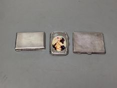 A silver cigarette case, an Austro Hungarian white metal box and a silver cigarette case with