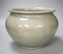 A Chinese crackle glaze celadon jardiniere, 27cm