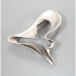 A Georg Jensen sterling amoeba brooch, no 324, 40mm.