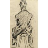 Mrs Millicent Margaret Fisher Prout (1875-1963), charcoal drawing, Sketch of a seated man, 25 x